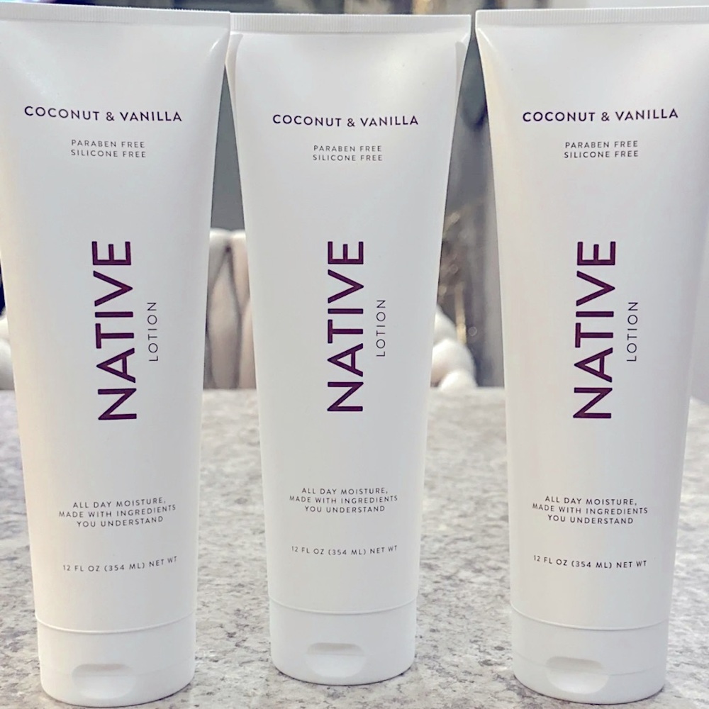 3 Pack Native Brand Coconut & Vanilla All Day Moisturizer Lotion 13 oz each